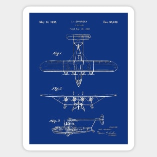 Vintage Sikorsky Plane Blueprint Patent Magnet